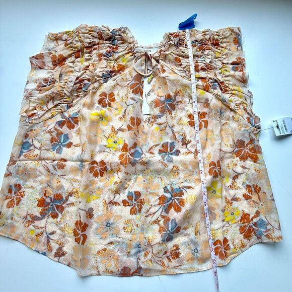 NWT Joie Silk top “Tezza” in apricot with flower prints size 2X - Picture 6 of 11